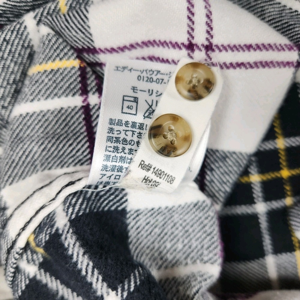 VTG Eddie Bauer Shirt Mens LT Black White Flannel Cotton Classic Fit Button-Down - Picture 5 of 10